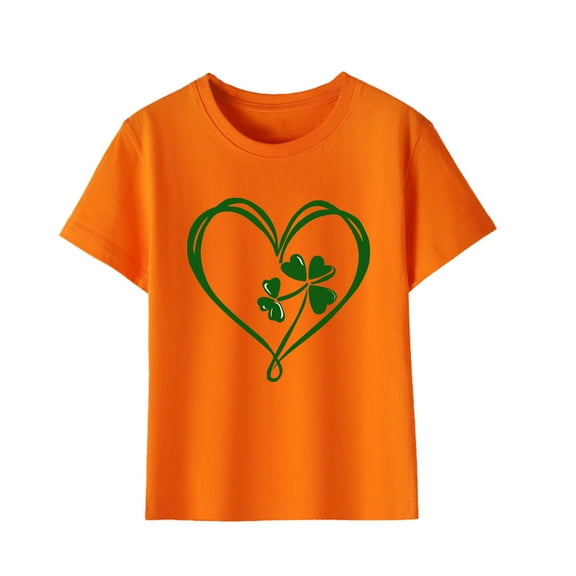 Diufon Shamrock Printed Shirts for Kids Casual Boys Girls St Patrick's Day Short Sleeve Crewneck Pullover Tops