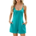 thumbnail image 1 of Diufon Shorts Rompers for Women Scoop Neck Sleeveless Playsuits Solid Color Bodysuits with Pockets, 1 of 7