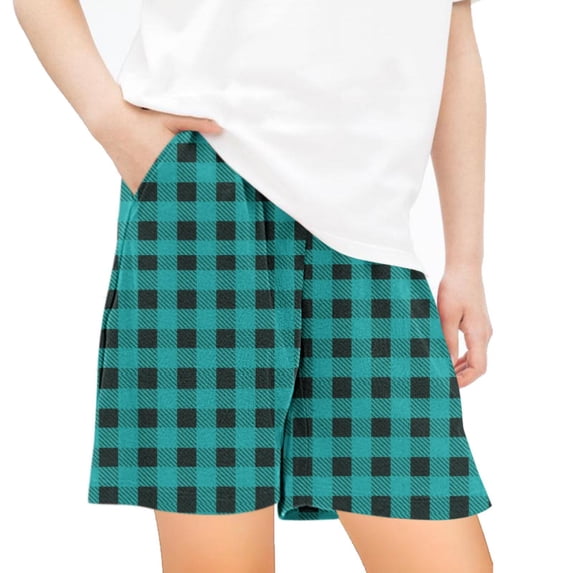Diufon Shorts for Kids Elastic Waist Lounge Shorts Trendy Plaid Printed Shorts with Pockets