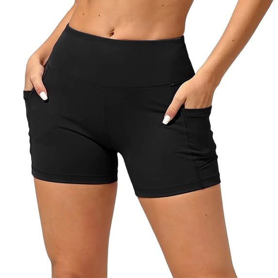 Diufon Biker Shorts for Women High Waist Running Athletic Short Leggings with Pockets Gym Workout Yoga Shorts