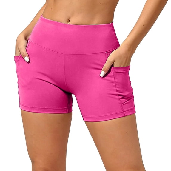 Diufon Biker Shorts for Women High Waist Running Athletic Short Leggings with Pockets Gym Workout Yoga Shorts