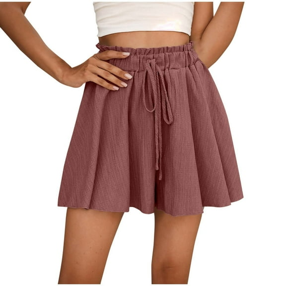 Diufon Skirt Shorts for Women Drawstring Ruffled High Waisted Boho Shorts Summer Beach Cute Short Pants