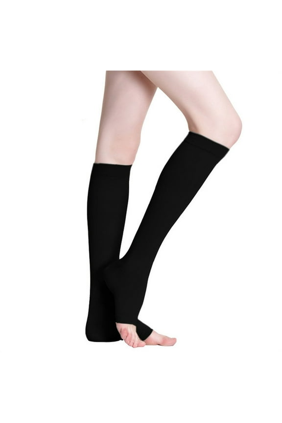 Socks for Women & Men Open-toe Long Stretch Cycling Pressure Socks Solid Color Slimming Socks