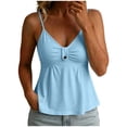thumbnail image 1 of Diufon Camisole Tops for Women Button Front V Neck Peplum Tanks Casual Spaghetti Strap Ruched Vest Shirts, 1 of 8