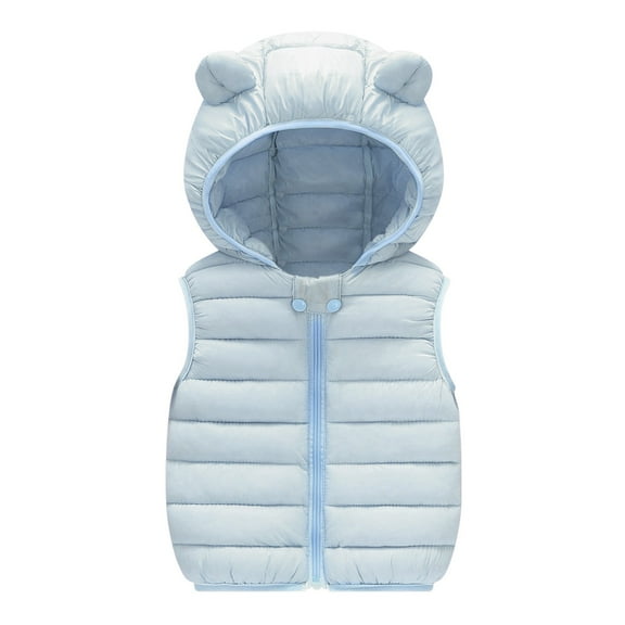 Diufon Spring Cotton Vest for Toddler Kid Boys Girls Sleeveless Waistcoat Cute Ear Hoodies Child Jacket (12-18 Months, Sky Blue)