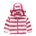 thumbnail image 1 of Diufon Spring Fleece Hoodies for Toddler Kids Baby Girls Boys Striped Fuzzy Jacket Zipper Long Sleeve Coat (3-4 Years, Red), 1 of 8