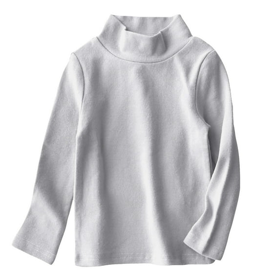 Diufon Spring Undershirt for Toddler Kids Boys Girls Mock Neck Pullover Top Long Sleeved Loose Child Blouse (6-7 Years, Gray)