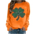 thumbnail image 1 of Diufon St Patricks Day Sweatshirt Women Long Sleeve Crewneck Shamrock Graphic Print Sweatshirt Pullover Tops, 1 of 7