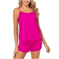 thumbnail image 1 of Diufon Stain Pajama Sets for Women Scoop Neck Sleeveless Tops Summer Solid Color Shorts Homewear Set, 1 of 5