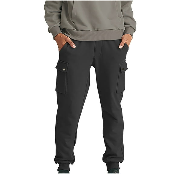 Diufon Straight Leg Cargo Pants for Men Casual Elastic Waist Drawstring Tapered Hiking Pants with Multi Pockets