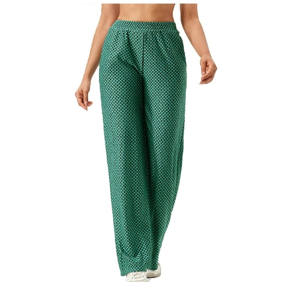 Diufon Straight Pants for Women Solid Color Lounge Pants Elastic Waist Pants with Pockets