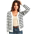 thumbnail image 1 of Diufon Striped Knit Cardigan for Women Lightweight Long Sleeve Button Front Jackets Casual Cardigan Sweaters, 1 of 8
