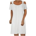 thumbnail image 1 of Diufon Summer Casual Dresses for Women Round Neck off Shoulder Short Sleeve Dress Solid Color Dress, 1 of 5