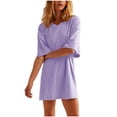 thumbnail image 1 of Diufon Summer Casual Womens Dresses Solid Color Comfortable Dress V Neck Short Sleeve Dress, 1 of 7