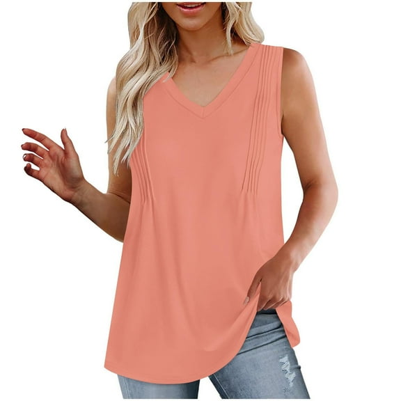 Diufon Summer Casual Womens Tank Tops Solid Color Breathable Tees V Neck Sleeveless T-Shirts