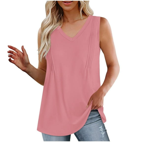 Diufon Summer Casual Womens Tank Tops Solid Color Breathable Tees V Neck Sleeveless T-Shirts
