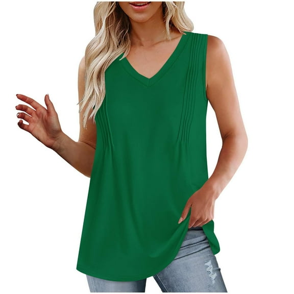 Diufon Summer Casual Womens Tank Tops Solid Color Breathable Tees V Neck Sleeveless T-Shirts