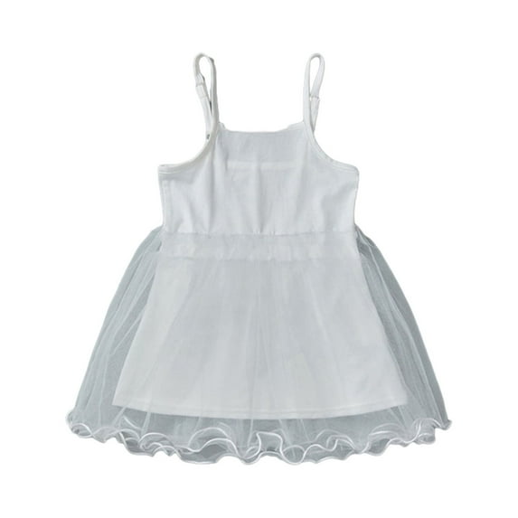 Diufon Summer Dresses for Babys Square Neck Sleeveless Dress Solid Color Ruffle Hem Tulle Dress