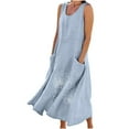 thumbnail image 1 of Diufon Summer Maxi Dresses Womens Crewneck Sleeveless Plus Size Dress Cotton Linen Dress with Pockets, 1 of 7