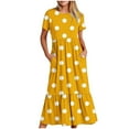 thumbnail image 1 of Diufon Summer Maxi Dresses for Women Crewneck Short Sleeve Dress Polka Dot Print Dress with Pockets, 1 of 4