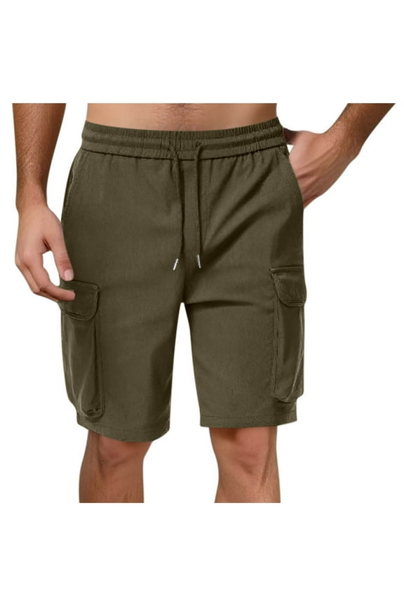 Mens Cargo Shorts Size 36 Cotton Drawstring Elastic Waist Athletic Workout Gym Jogger Shorts with 5 Pockets
