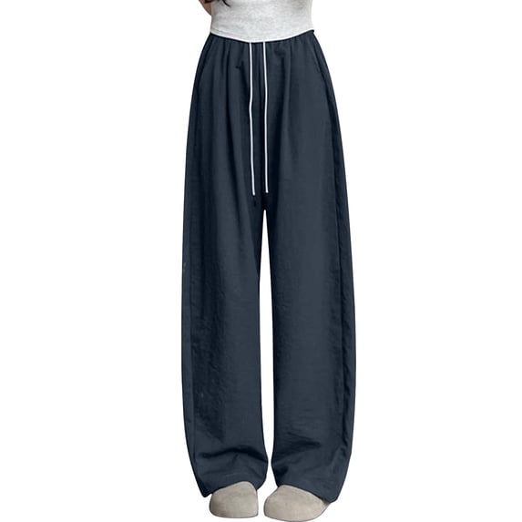 Diufon Summer Pants for Women High Waist Wide Leg Quick Dry Trousers Lightweight Drawstring Sport Pant with Pockets