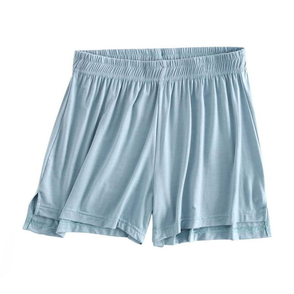 Diufon Summer Shorts for Women Solid Color Side Hem Split Lounge Shorts Elastic Waist Shorts