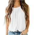 thumbnail image 1 of Diufon Summer Tank Tops for Women Trendy Round Neck Pleated Camisole Tops Solid Color Sleeveless Tops, 1 of 5