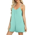 thumbnail image 1 of Diufon Summer Women's Casual Sleeveless Suspender Short Jumpsuit Round Neck Pleated Rompers with Pockets, 1 of 7