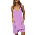 thumbnail image 1 of Diufon Summer Women's Shorts Romper Casual Fashion Sleeveless V Neck Solid Color Jumpsuits with Pockets, 1 of 5