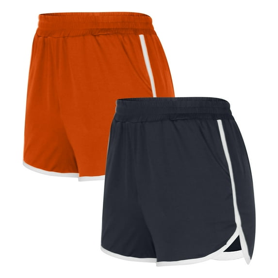 Diufon Summer Womens 2pc Shorts Elastic High Waist Jogger Shorts Color Block Athletic Shorts