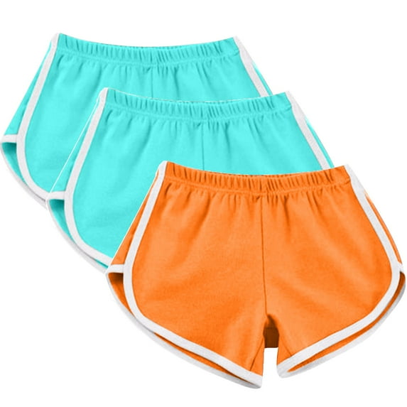 Diufon Summer Womens 3pc Shorts Elastic Waist Yoga Shorts Casual Homewear Plus Size Shorts