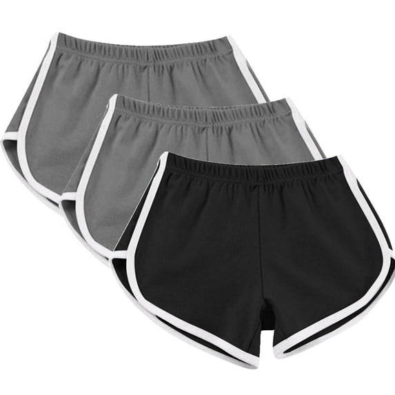 Diufon Summer Womens 3pc Shorts Elastic Waist Yoga Shorts Casual Homewear Plus Size Shorts
