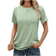thumbnail image 1 of Diufon Sweat Tees for Women Summer Casual Solid Color Tops Round Neck Short Sleeve T-Shirts, 1 of 7