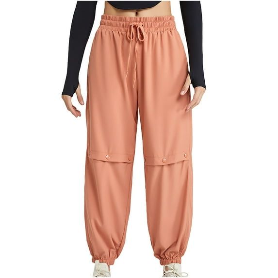 Diufon Sweatpants for Women Elastic High Waist Drawstring Straight Pants Solid Color Button Down Lounge Pants
