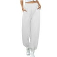 thumbnail image 1 of Diufon Sweatpants for Women Solid Color Lounge Pants Elastic High Waist Pants with Pockets, 1 of 7