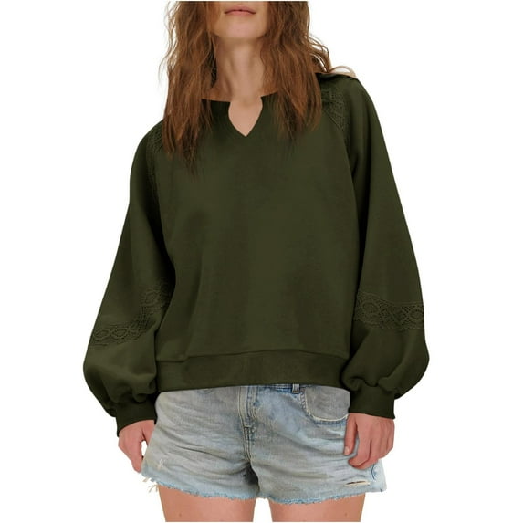 Diufon Sweatshirt for Women Oversized Fleece Embroidered Crochet Cropped Pullover Tops Fall Fashion Clothes