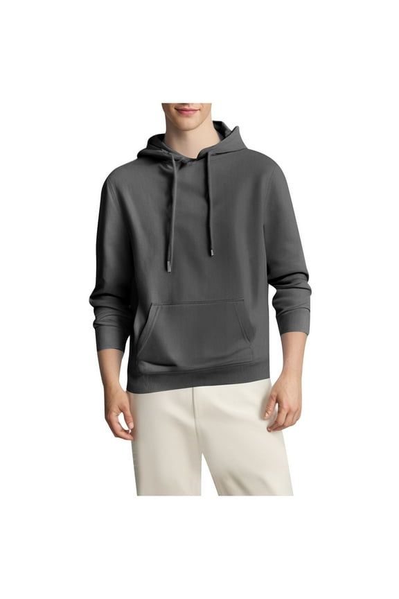 Mens Hoodies Pullover Long Sleeve Casual Fleece Sweatshirts Drawstring Gym Hooded Shirts with Pocket