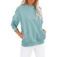 thumbnail image 1 of Diufon Sweatshirts for Women Round Neck Long Sleeve Tops Solid Color Pullover Tops with Pockets, 1 of 4