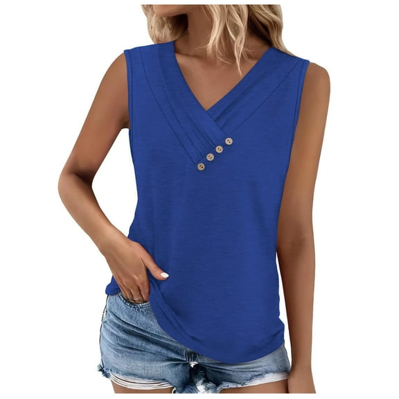 Diufon Tank Tops for Women Summer V Neck T Shirts Trendy Sleeveless Basic Tee Loose Blouse for Office Work