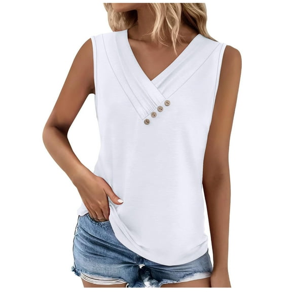 Diufon Tank Tops for Women Summer V Neck T Shirts Trendy Sleeveless Basic Tee Loose Blouse for Office Work