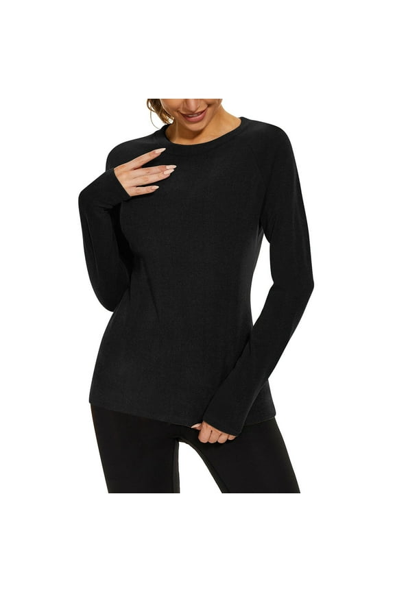 Thermal Shirts for Women Base Layer Soft Fleece Lined Long Sleeve Tops Fall Winter Warm Underwear