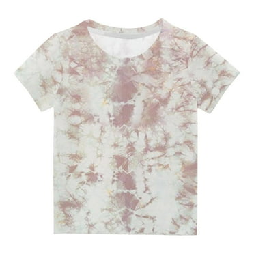 Diufon Tie-Dye Gradient Print Tees for Kids Summer Casual T-Shirts Round Neck Short Sleeve Tops
