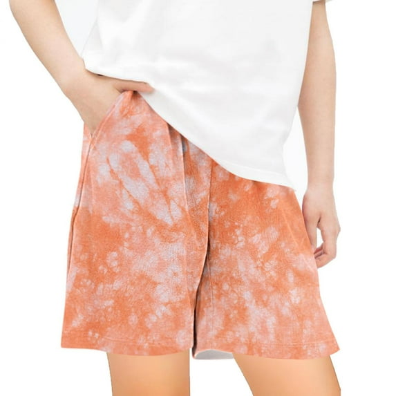 Diufon Tie-Dye Printed Shorts for Kids Elastic Waist Lounge Shorts Summer Casual Shorts with Pockets