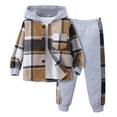 thumbnail image 1 of Diufon Toddler Baby Boys Clothes Set Plaid Long Sleeve Hoodie Sweatshirt and Pants Fall Winter 2 Piece Outfit, 1 of 7