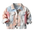 thumbnail image 1 of Diufon Toddler Baby Boys Girls Jeans Jackets Fall Winter Tie Dye Printed Button Down Long Sleeve Lapel Warm Coats, 1 of 7