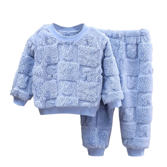 Diufon Toddler Baby Fleece Pajama Set Boys Girls Long Sleeve Plush Warm Tops and Pants Fall Winter 2 Piece Outfit
