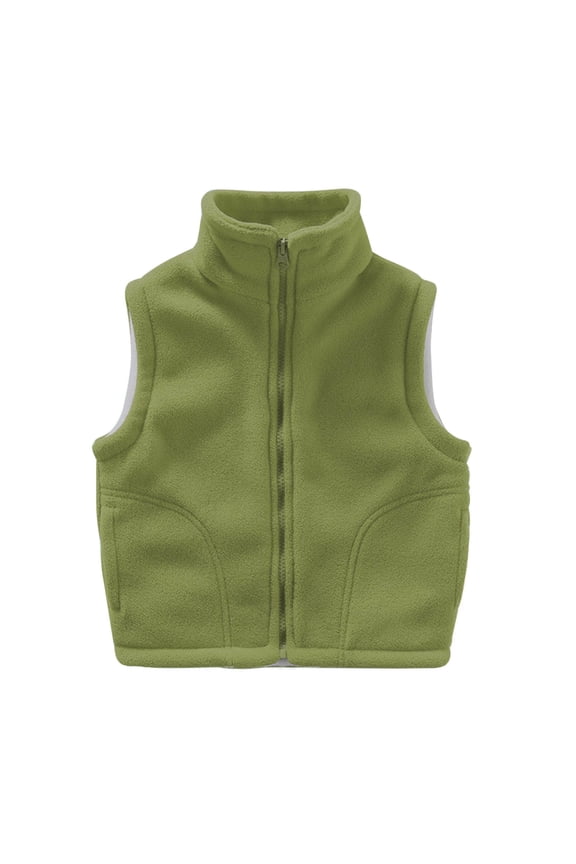 Toddler Baby Fleece Vest Boys Girls Ligntweight Cute Stand Collar Jackets Fall Winter Warm Outerwear