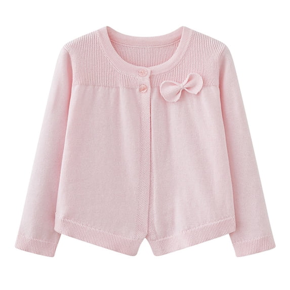 Diufon Toddler Baby Girls Cardigans Knitted Cotton Long Sleeve Button Thin Jackets Infant Solid Color Sweater