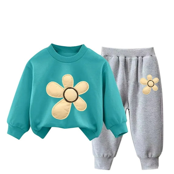 Diufon Toddler Baby Sweatshirt Set Boys Girls Printed Crewneck Pullover Tops and Sweatpants 2 Piece Tracksuits